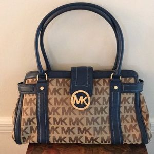 🔴💯MICHAEL KORS CANVAS AND LEATHER HANDBAG